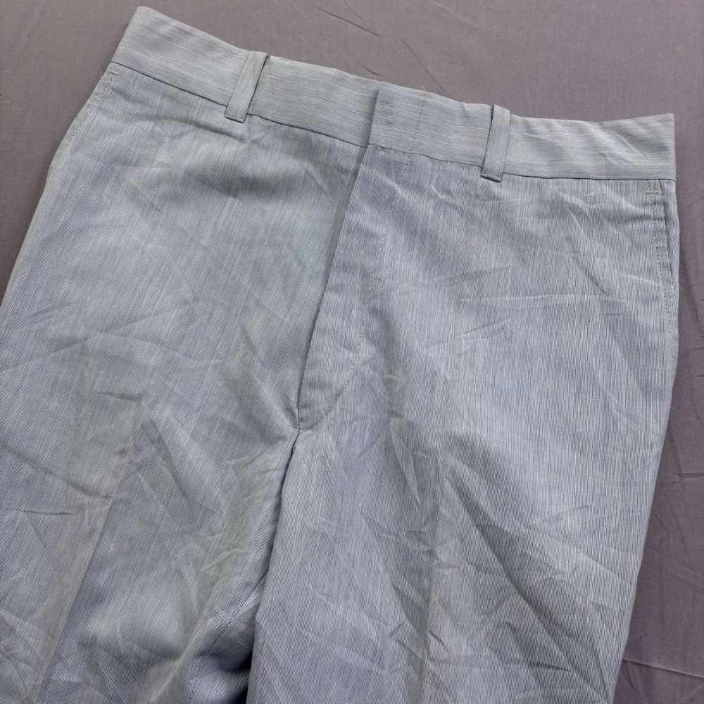 Vintage Rappers by Washington Mfg Co Blue White Striped Flare Leg Pant USA 34x32